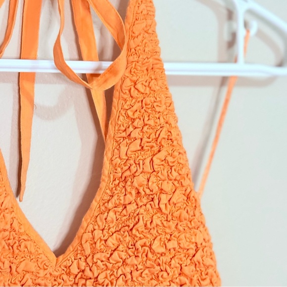 3/$10⚡️Cotton On Orange Halter Jumpsuit with Popcorn Smocked Bodice - Picture 4 of 15